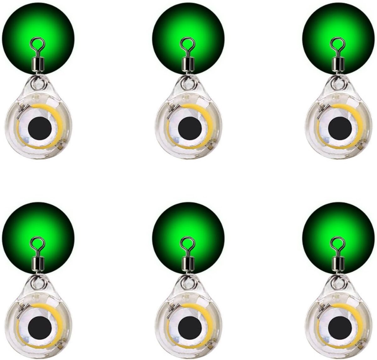 SnelShoppen - 6 Stuks Vistuig Lampen met Fisheye Ontwerp, Onderwater Vistuig Lichten voor Boot, Zee en IJsvisserij, 5 Kleuren Keuze