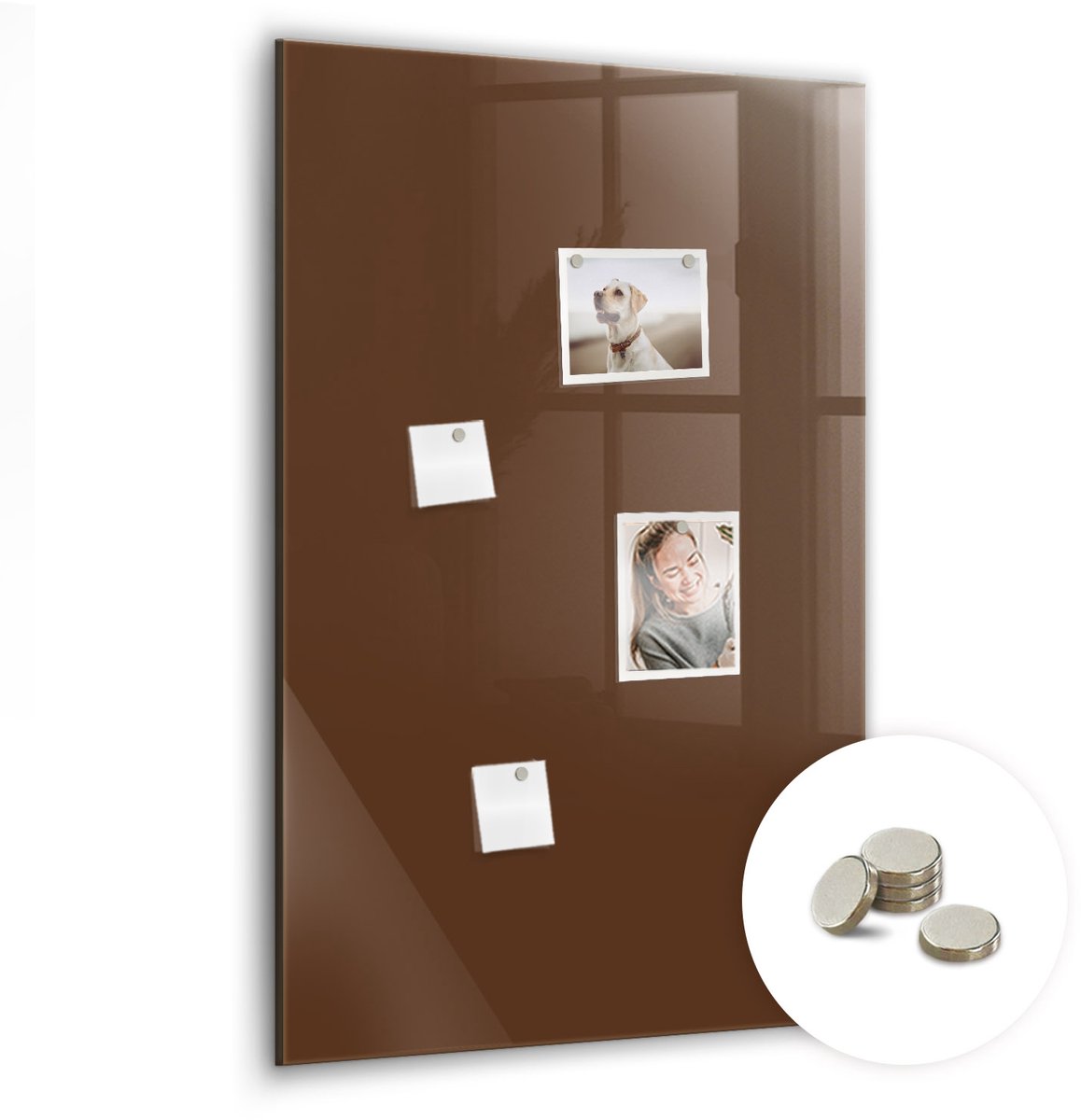 Coloray Glazen Magneetbord - Magnetisch Bord Crème kleur - 60x90 cm - Bruin Magneetbord - Magnetic Board - Memobord