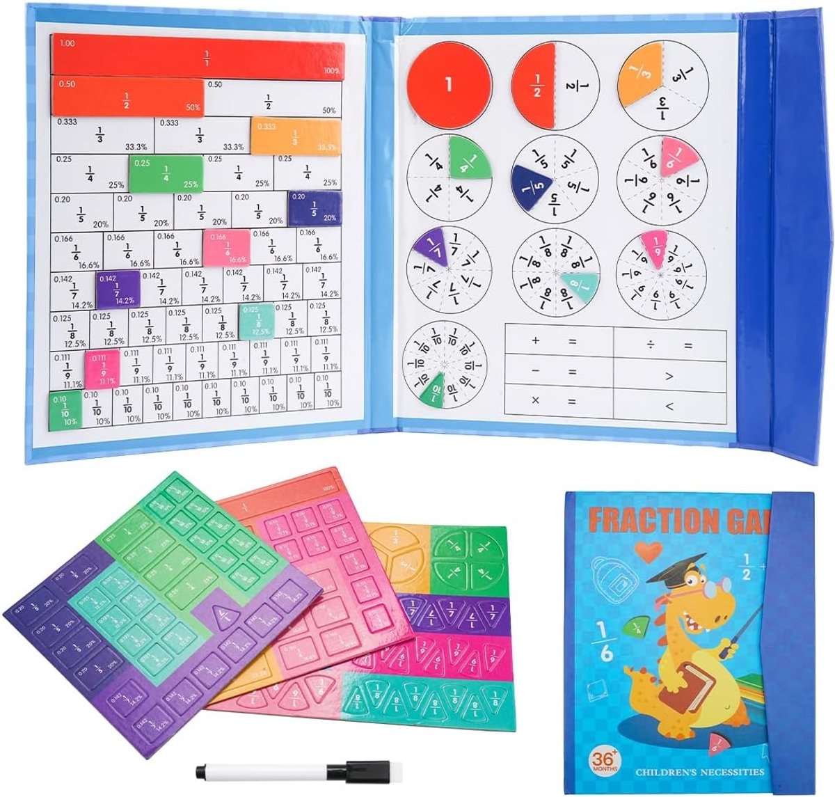 Educatief Magnetisch Breuken Puzzelspel voor Kinderen, Breuken Leren, Montessori Speelgoed en Rekenspelletjes