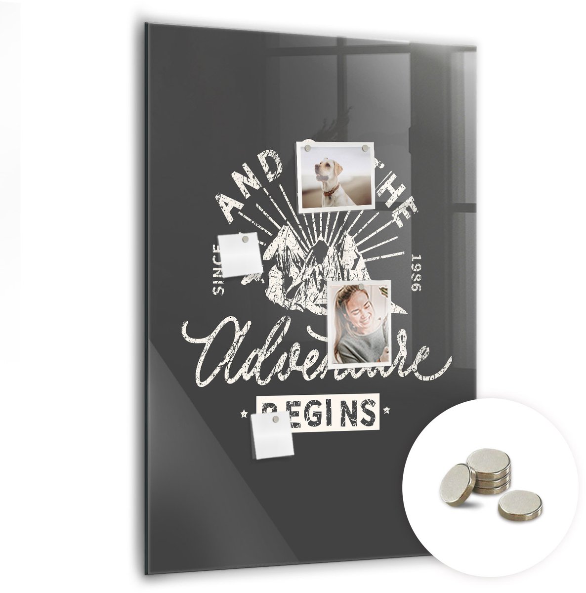 Coloray Glazen Magneetbord - Magnetisch Bord Vulkaanlava - 70x100 cm - Grijs Magneetbord - Magnetic Board - Woonkamer Decoratie