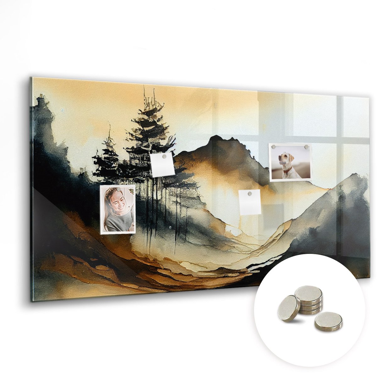 Coloray Glazen Magneetbord - Magnetisch Bord Boslandschap - 120x60 cm - Veelkleurig Magneetbord - Magnetic Board - Woonkamer Decoratie
