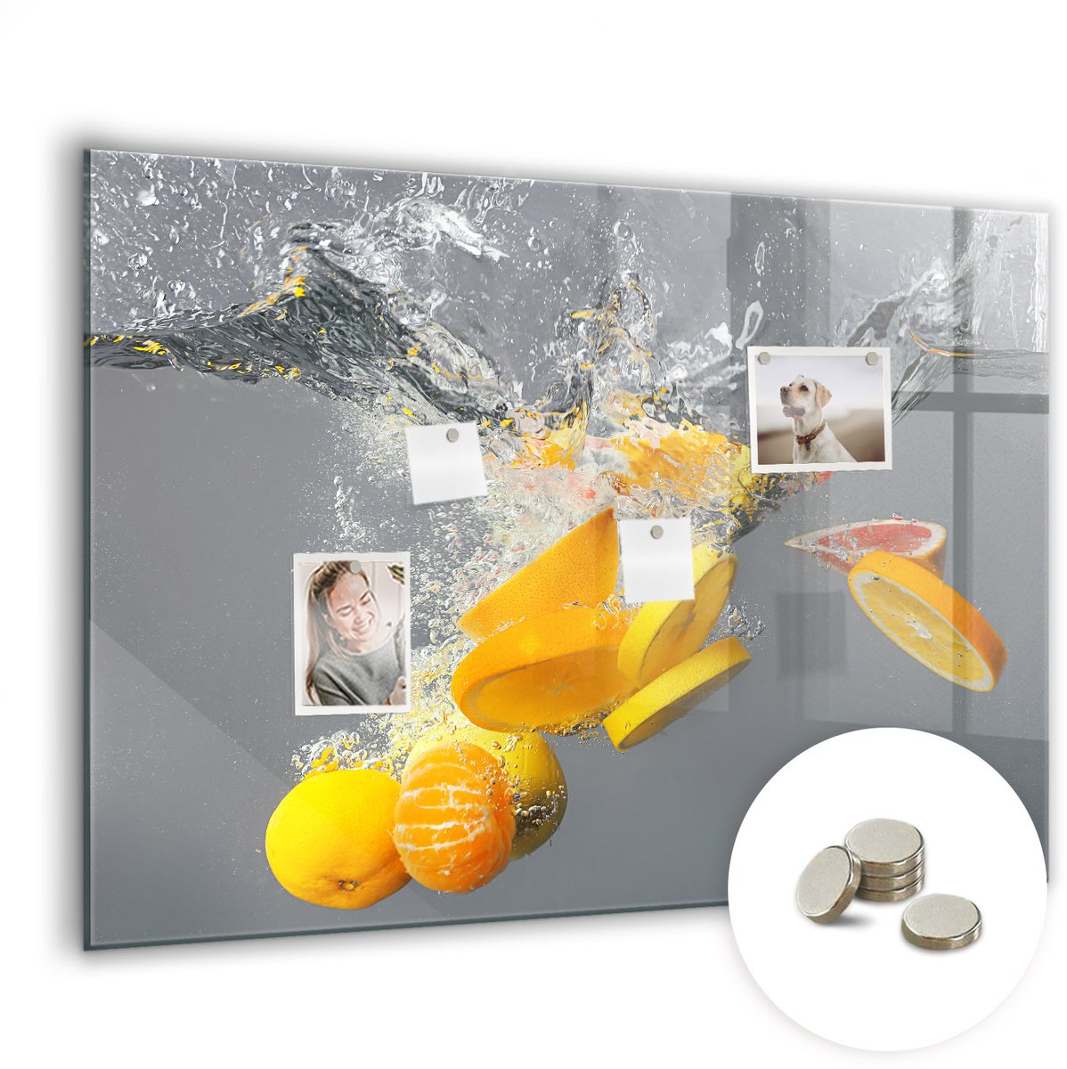 Coloray Glazen Magneetbord - Magnetisch Bord Groenten op het aanrecht - 100x70 cm - Geel Magneetbord - Magnetic Board - Keuken Decoratie