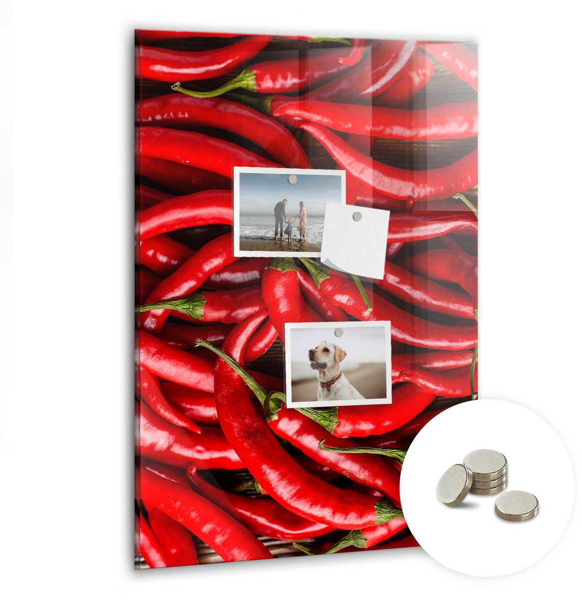 Coloray Glazen Magneetbord - Magnetisch Bord Specerijenexplosie - 40x60 cm - Rood Magneetbord - Magnetic Board - Keuken Decoratie