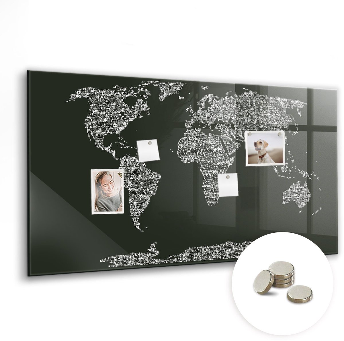 Coloray Glazen Magneetbord - Magnetisch Bord Oude autostad - 120x60 cm - Grijs Magneetbord - Magnetic Board - Woonkamer Decoratie