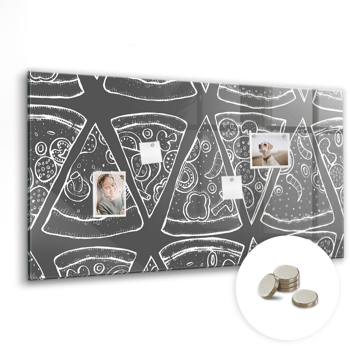 Coloray Glazen Magneetbord - Magnetisch Bord Dollar wereldkaart - 120x60 cm - Zwart-wit Magneetbord - Magnetic Board - Magneetbord Design