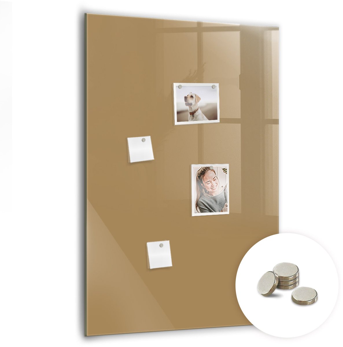 Coloray Glazen Magneetbord - Magnetisch Bord Wijnkurken - 70x100 cm - Beige Magneetbord - Magnetic Board - Keuken Decoratie