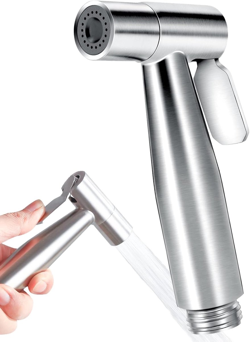 SnelShoppen - AIVORO Bidet Handdouche voor Toilet, Roestvrijstalen Spraykop, Hygiëne, Waterdruk Regelbaar, Ideaal voor Badkamer, Toiletpapier en Luier