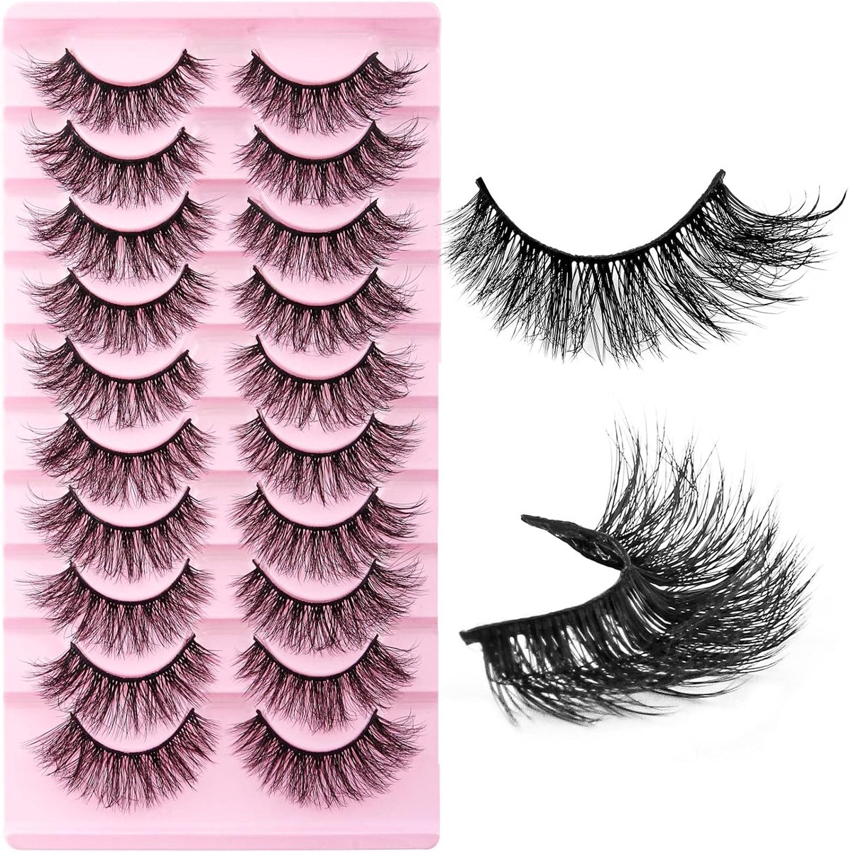 Uliya Artificial Eyelashes 10 Pairs 8D Artificial Mink D Curl Eyelashes Natural Cat Eye Fluffy Lashes Soft Volume Fox - ShopVlot