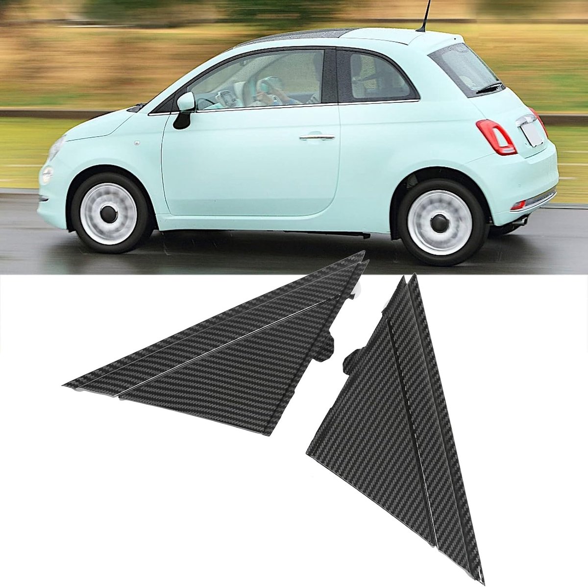SnelShoppen - Triangulaire Deurspiegel Cover Vervangingsset Links Rechts voor Fiat 500 2012-2017 Mat Zwart ABS Stijl