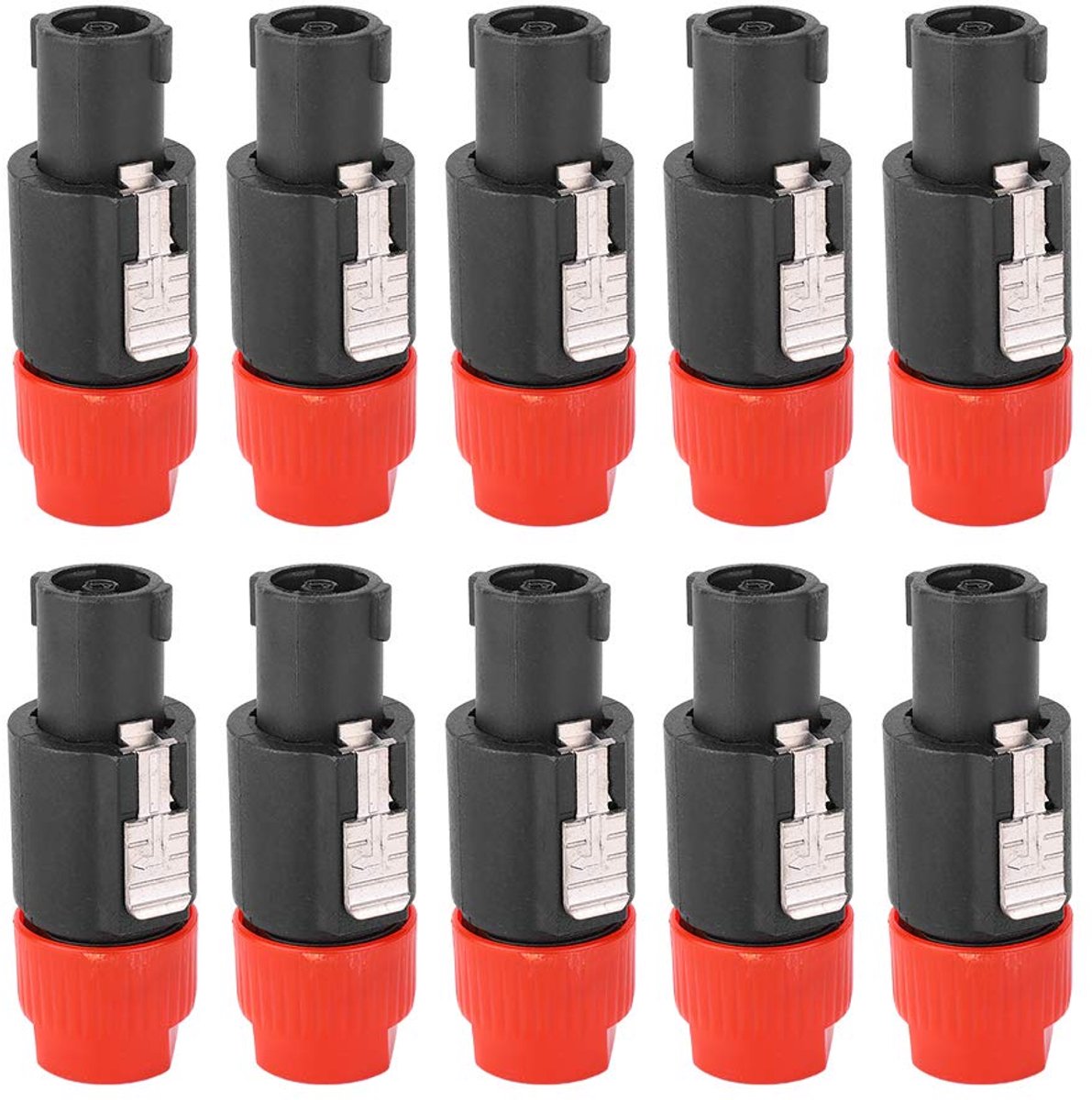 SnelShoppen - 10 Stuks Speakon Kabel Connectoren C NL4FC Waterproof 4 Pin Audiokabel Plug Connectoren (Rood) Geschikt voor Diverse Kabeldiameters