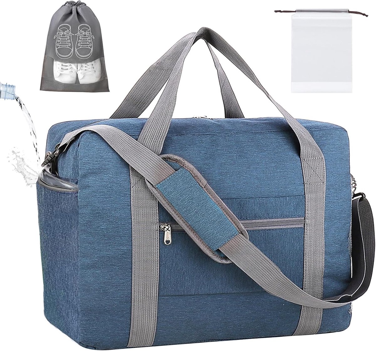 SnelShoppen - Handbagage Koffer 45 x 32 x 18 cm, Reistas, Weekendtas, Vliegtas, Waterdichte Polyester, 25 L, Donkerblauw, Organiser voor Mannen en Vro