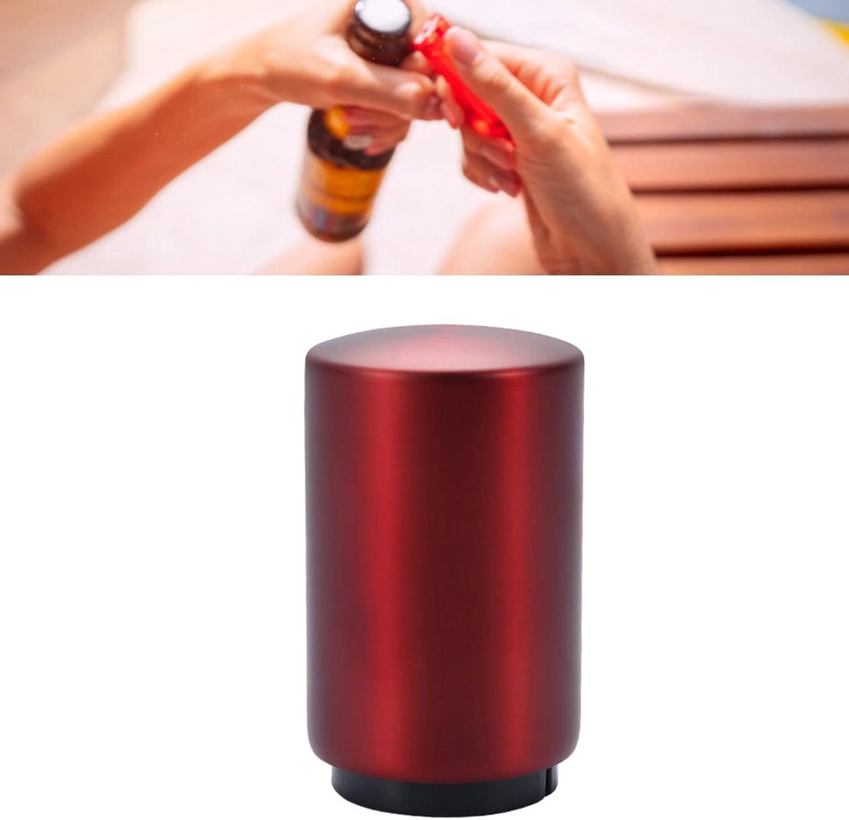 Automatische Flesopener - Push-down opener Dekselvanger - Flessen openen - Magnetische dekselvanger - 87 x 53 x 44 cm - Rood