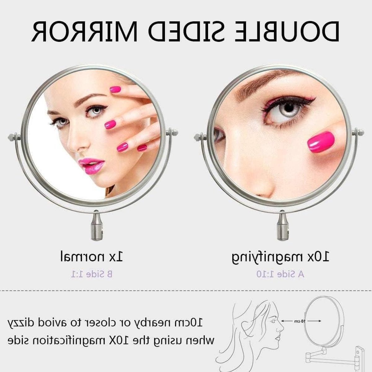 Make-up Spiegel - Verlichte Spiegel Vergrotende Spiegel - Make-up Aanbrengen - 360 Graden Roterend - 10x Vergroting - Wit