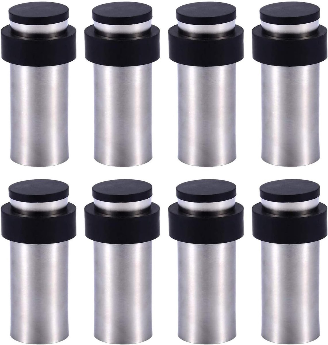 Deurstopper - Roestvrij Staal - 8,5 cm - Cilindervormige Deurstopper met Rubber - Voor Muur of Vloer