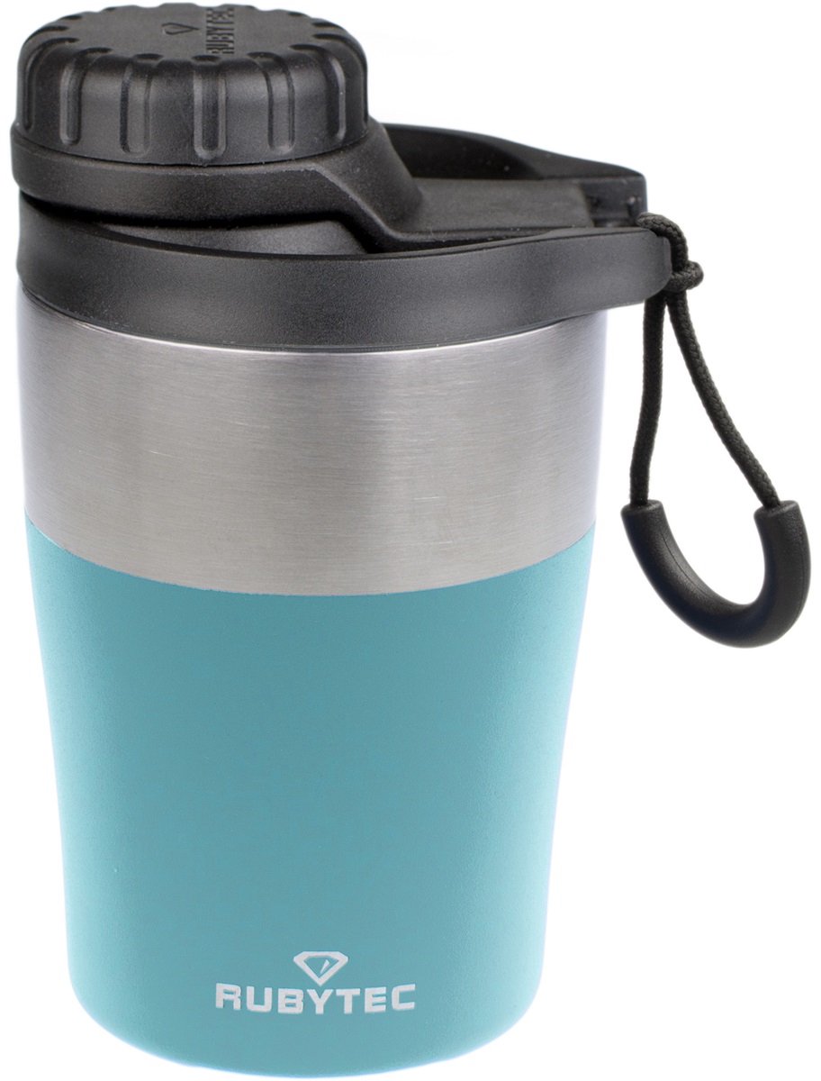 Rubytec Shira Hotshot - 200 ml - Thermosbeker - Koffiebeker To Go - Vacuüm Drinkfles - Thermosfles - Waterfles - RVS Drinkfles - Urenlang Koud of Warm Drinken - Lekvrij - BPA-vrij - Turquoise