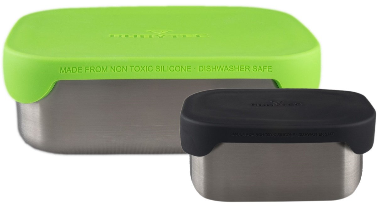 Rubytec Superhero Duo Lunchbox - 0,8 L + 0,3 L - RVS Broodtrommel - Vaatwasserbestendig - Inclusief verdeler - 17.3 x 13.3 x 6.2 cm - Groen
