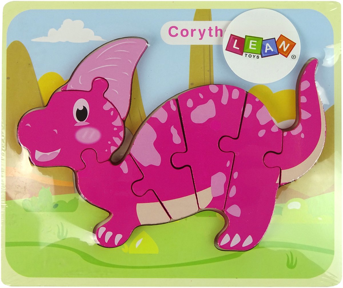 Houten puzzel Dinosaurus Corythosaurus Roze Spinosaurus Paars