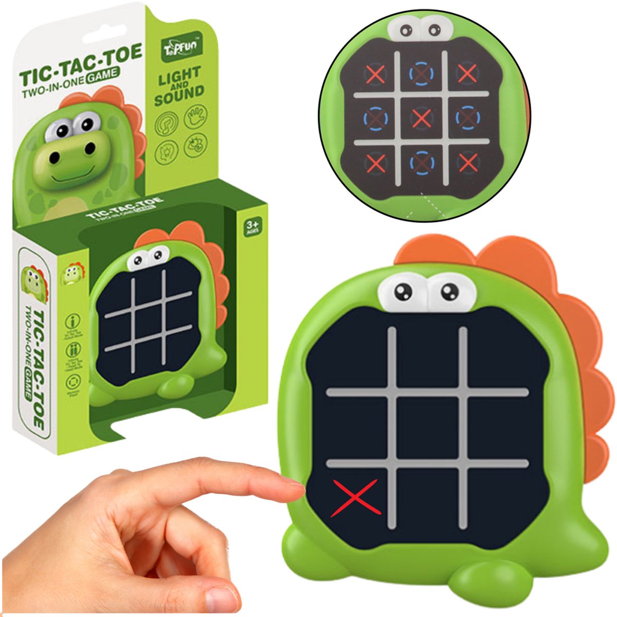 Elektronisch spel 3in1 Tic Tac Toe Memory Groene Dinosaurus - UNI
