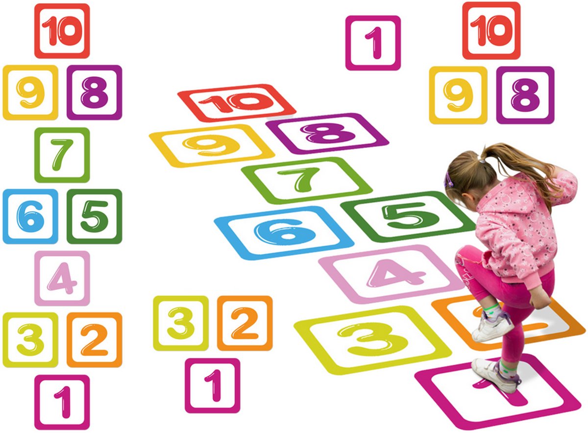 Vloerstickers nummers 1-10 Educatief voor hinkelen