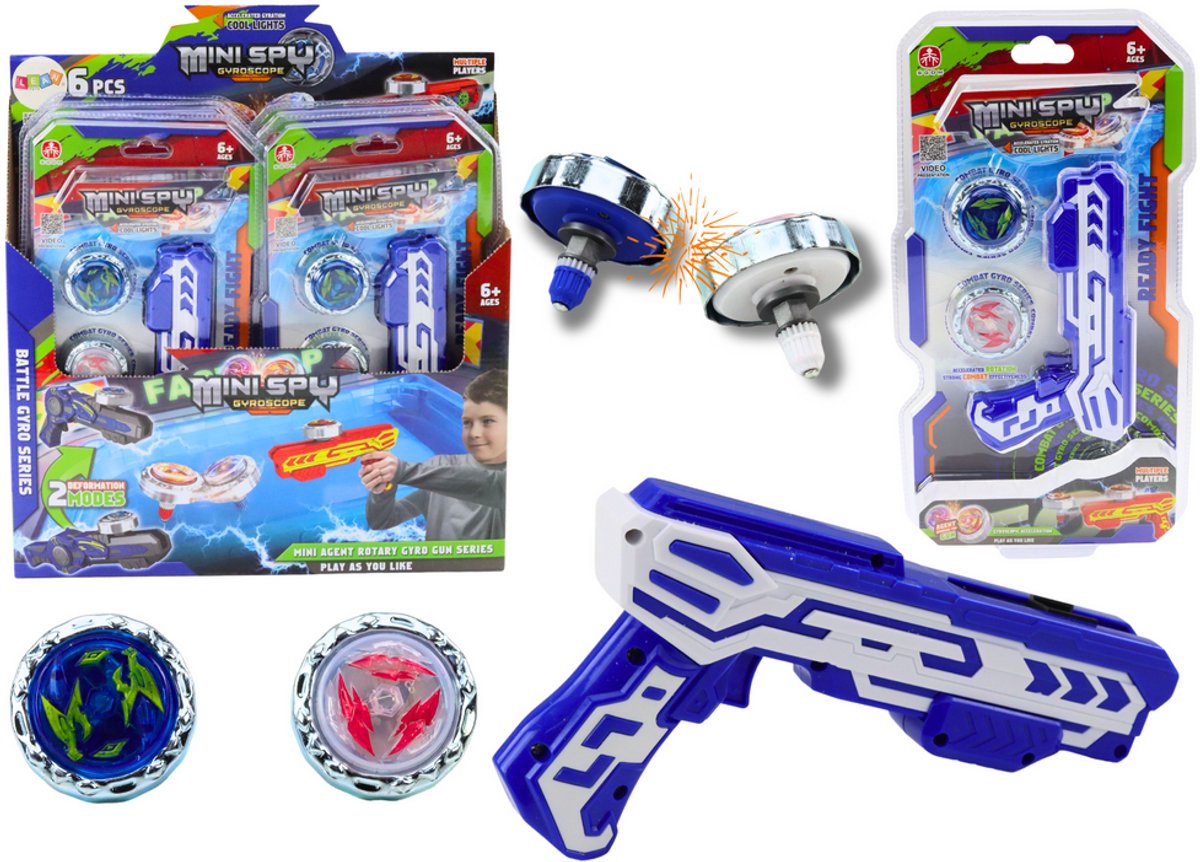 Set Gun Launcher 2 metalen schijven met blauwe lichten