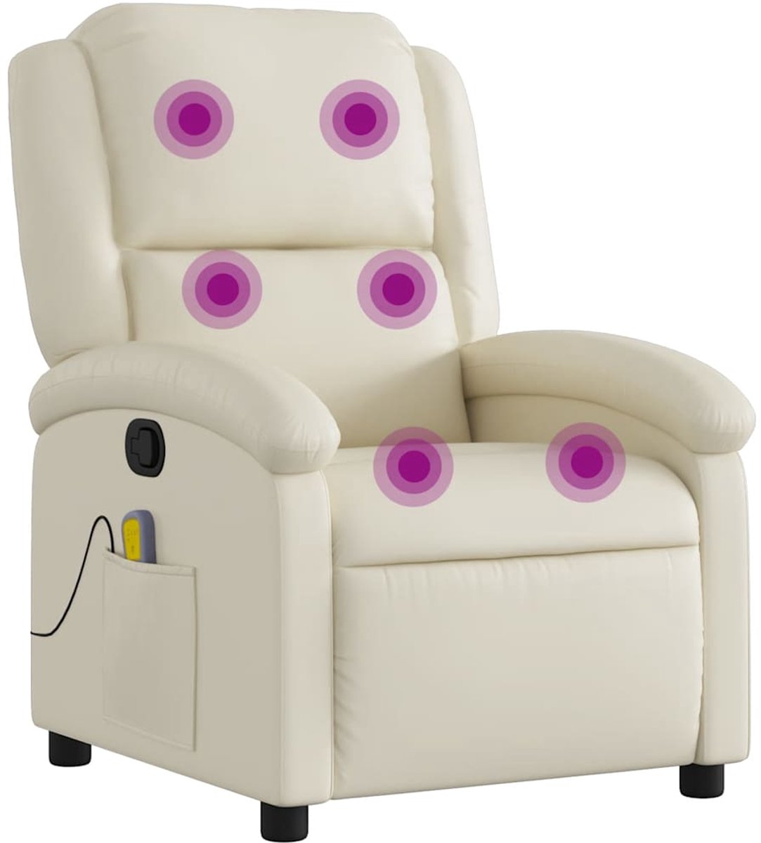 vidaXL Massagestoel - van - kunstleer - in - crèmekleur