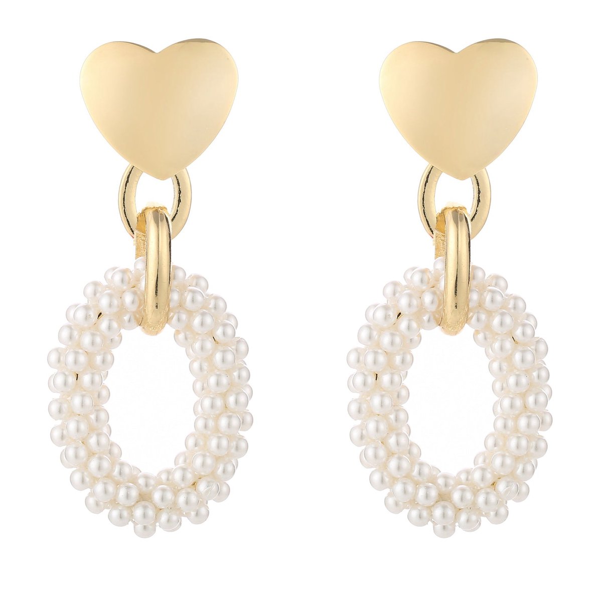 Michelle Bijou Oorbellen Kralen Love goud wit