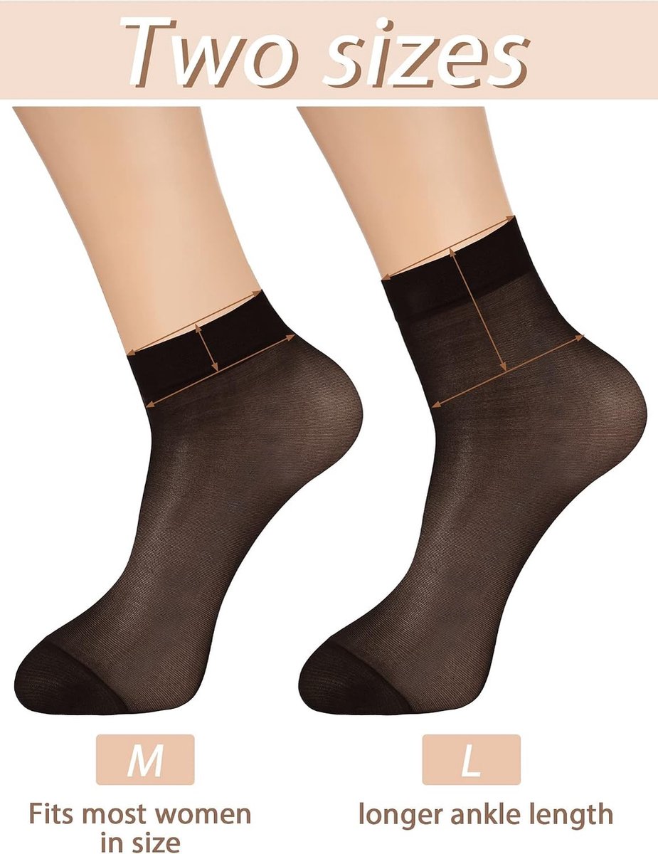 Dunne Transparante Enkelkousen voor Dames en Meisjes - 12 Paar Nylon Kousen voor Comfort en Stijl