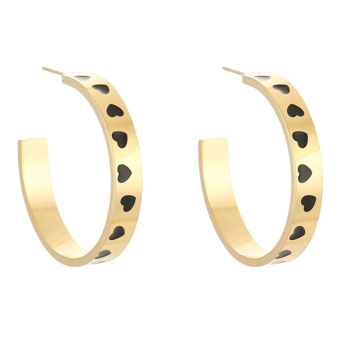 Michelle Bijou Oorbellen Colourfull Love Hoops goud zwart
