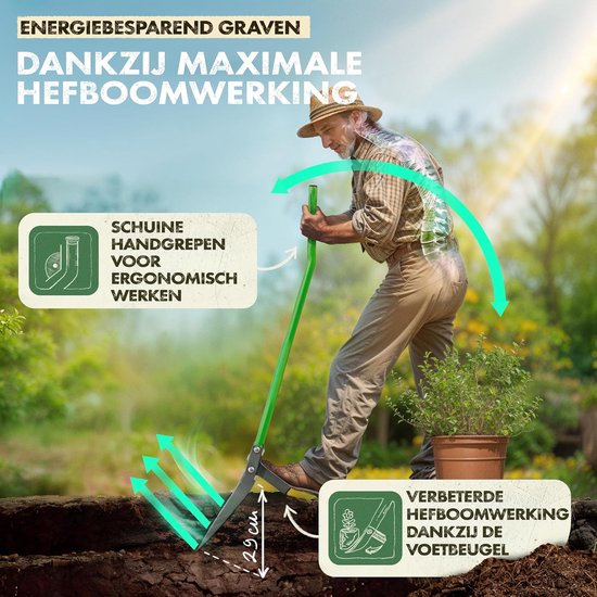 Grafvork Bodemwoeler - Tuinvork Brede - Tuin Omwoelen - Rugvriendelijk Hefboomsysteem - 50 cm Breed - Metaal — afbeelding 3