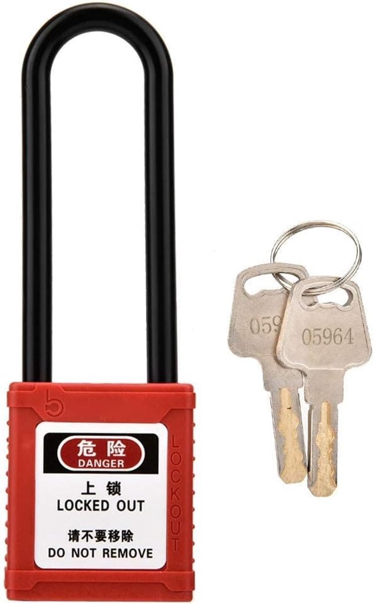 SnelShoppen - Lockout Hangslot, Industrieel Lang Veiligheid Hangslot met Isolatie, Corrosiebestendig Nylon, Duurzaam en Stevig, Perfect voor Veilighei