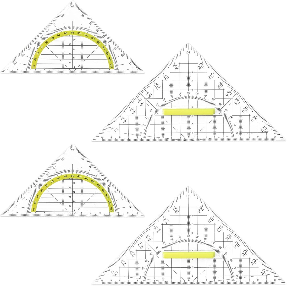 Geodriehoek - Transparant - 22,5 x 16 x 16 cm - Flexibele Geodriehoek met Handvat - Voor School en Kantoor