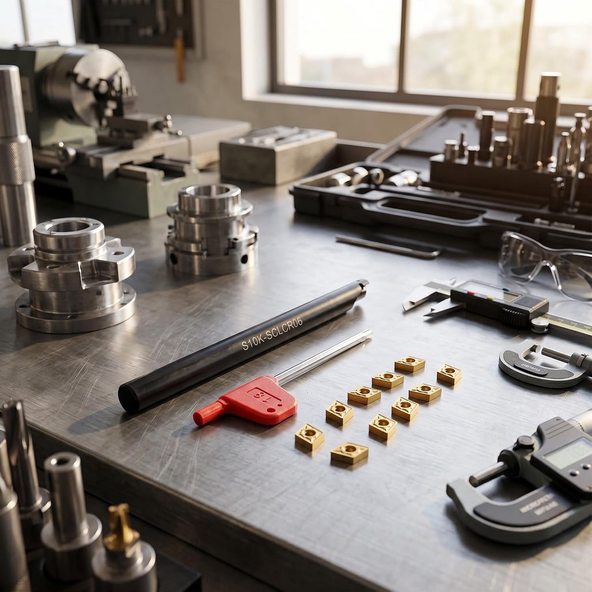 SnelShoppen - 10mm S10K-SCLCR06 CNC Draaibank Boorhouder met 10 Stuks CCMT060204 Snij-inzetstukken - Hoge Grip, Impactbestendig, Precisie Gereedschap