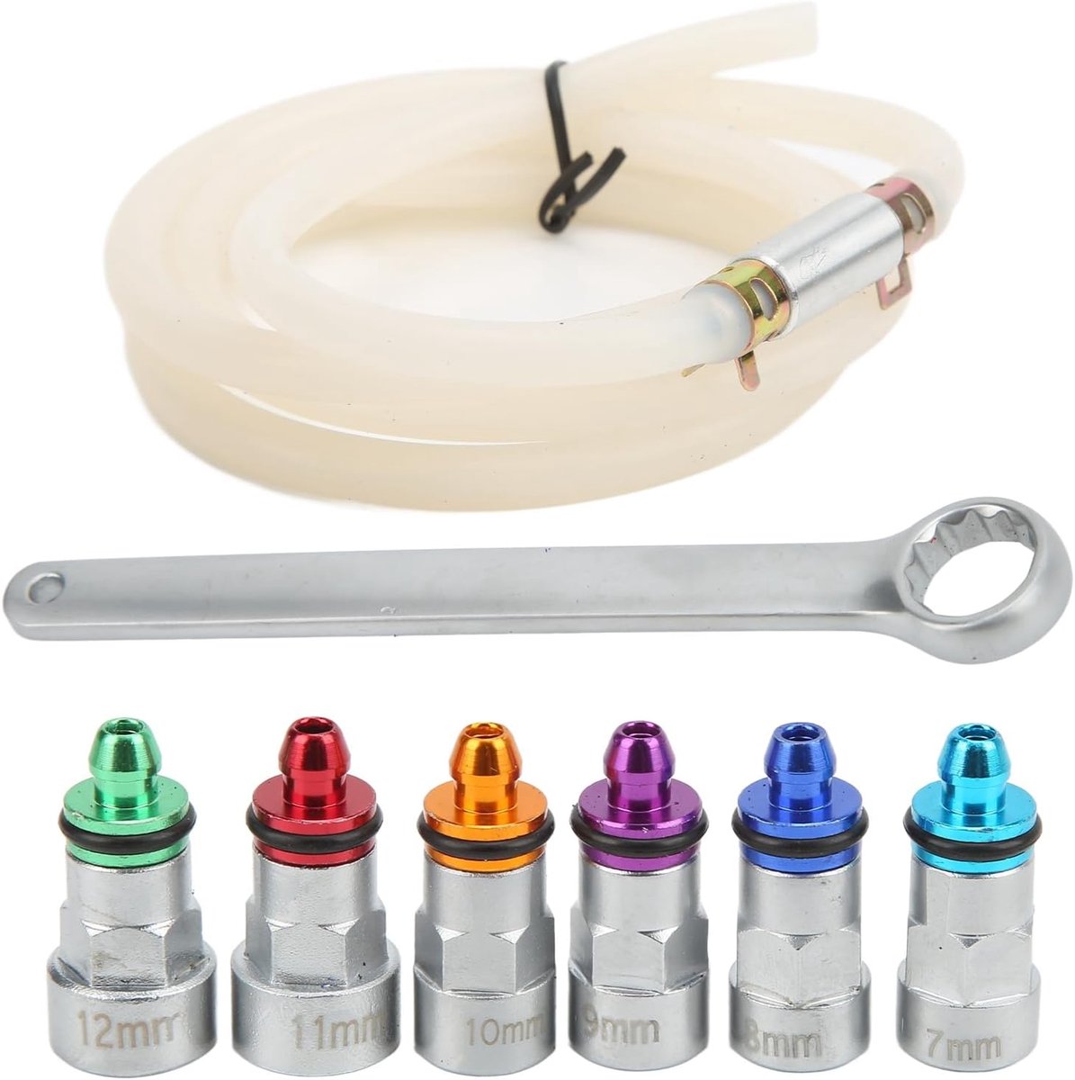 SnelShoppen - Remluchtklep Sleutelset 7-12mm - 6 Adapters voor SUV, Licht Vrachtwagen en Auto - Ideaal voor Onderhoud en Reparatie