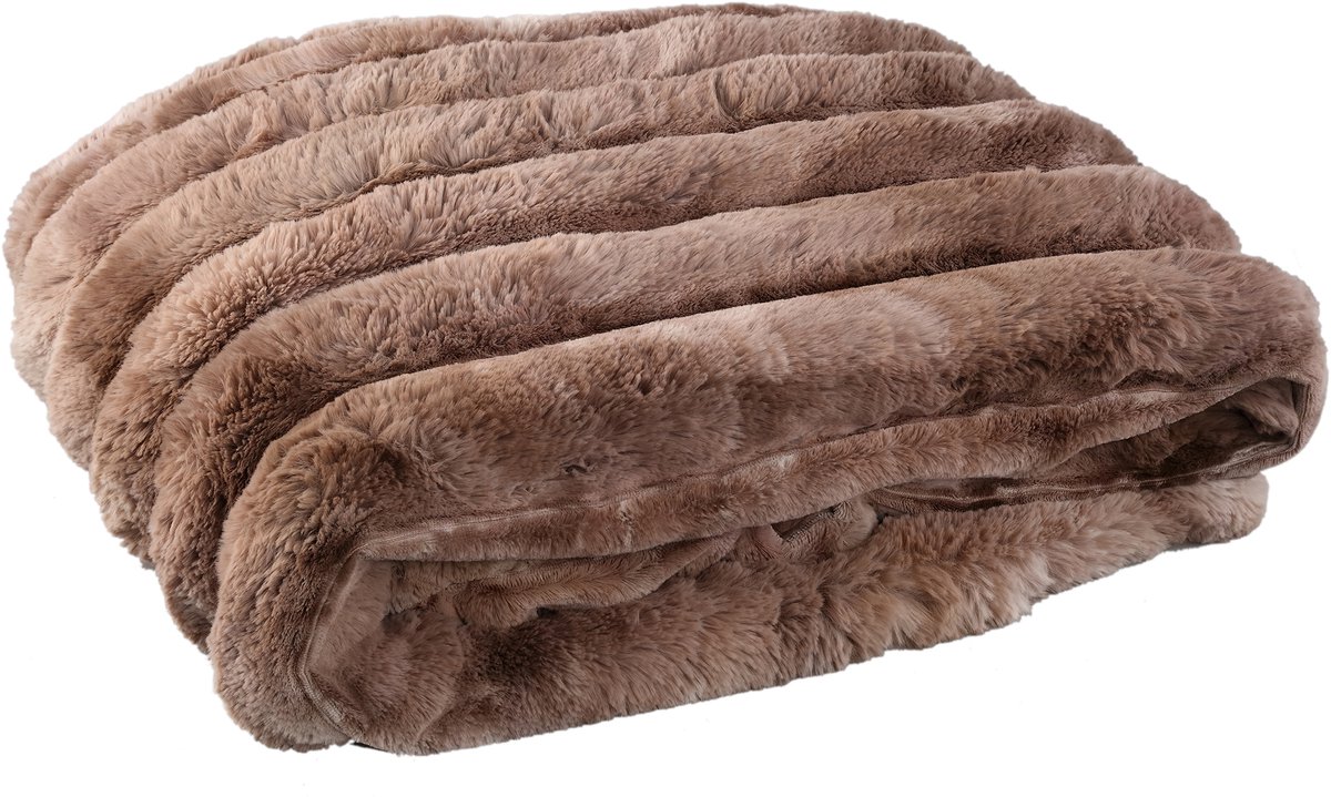 PTMD Divvo Brown Fake Fur Thick Rib Plaid L