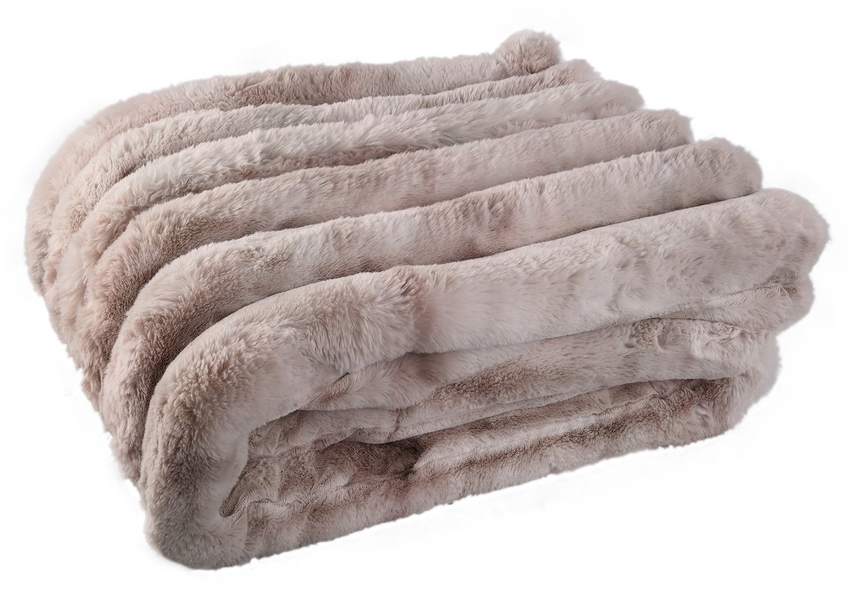PTMD Divvo Beige Fake Fur Thick Rib Plaid L