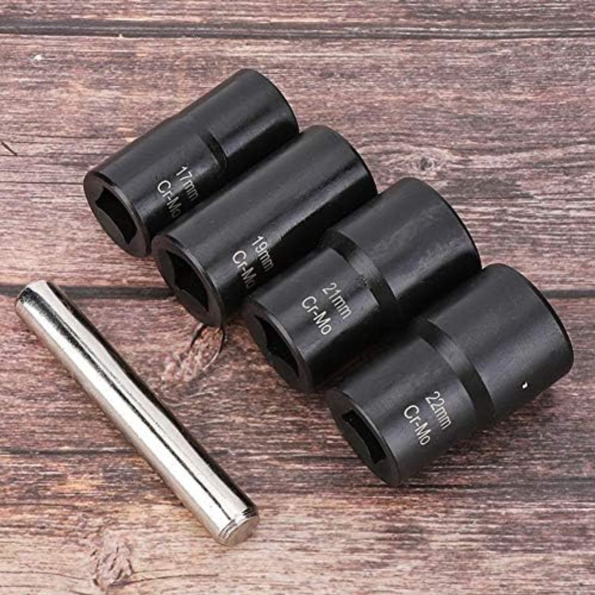 SnelShoppen - 5-delige Twist Socket Set 1/2 inch Aandrijving Locking Wielmoer Bout Stud Extractor Verwijderaars Maten 17mm 19mm 21mm 22mm