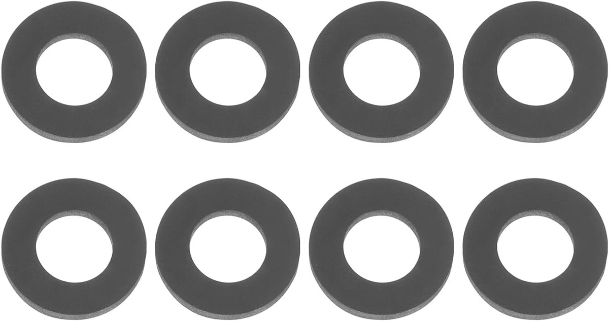 SnelShoppen - 8 Stuks M8 Siliconen Platte Seals O-Ringen 8mm Binnen Diameter 16mm Buiten Diameter Zwart voor Kraan, Douchehandgrepen en Meer