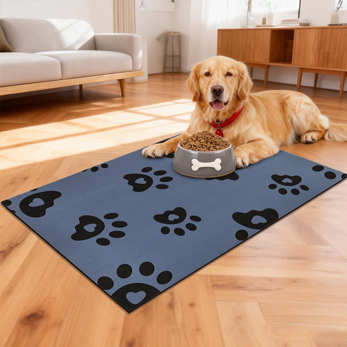 Voedermat Large 43 x 70 cm - Absorberend - Antislip Onderkant - Houdt de pootjes van uw hond droog - SnelShoppen