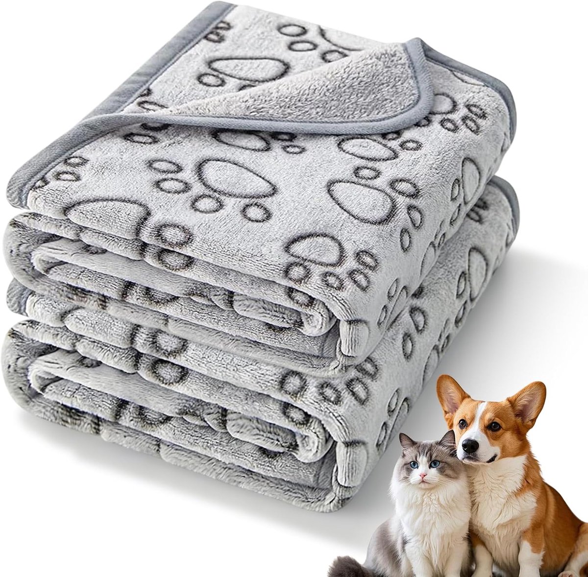 Dog Blanket, Washable Fluffy Dog Blanket, Grey Fleece Blanket for Dogs, 104 x 76 cm, Flannel Puppy Blanket for Sofas - ShopVlot