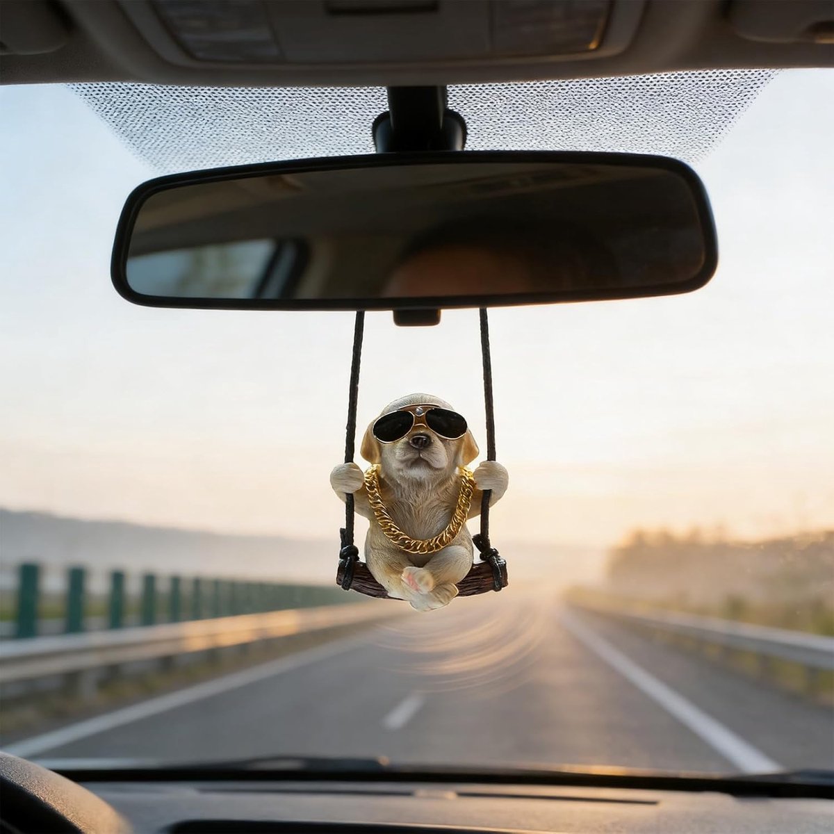 SnelShoppen - Auto Decoratie Labrador, Interieur Accessoires voor Auto, Grappige Varkenshangertje voor Spiegels en Deuren, Duurzaam Hoofdmateriaal, Vo