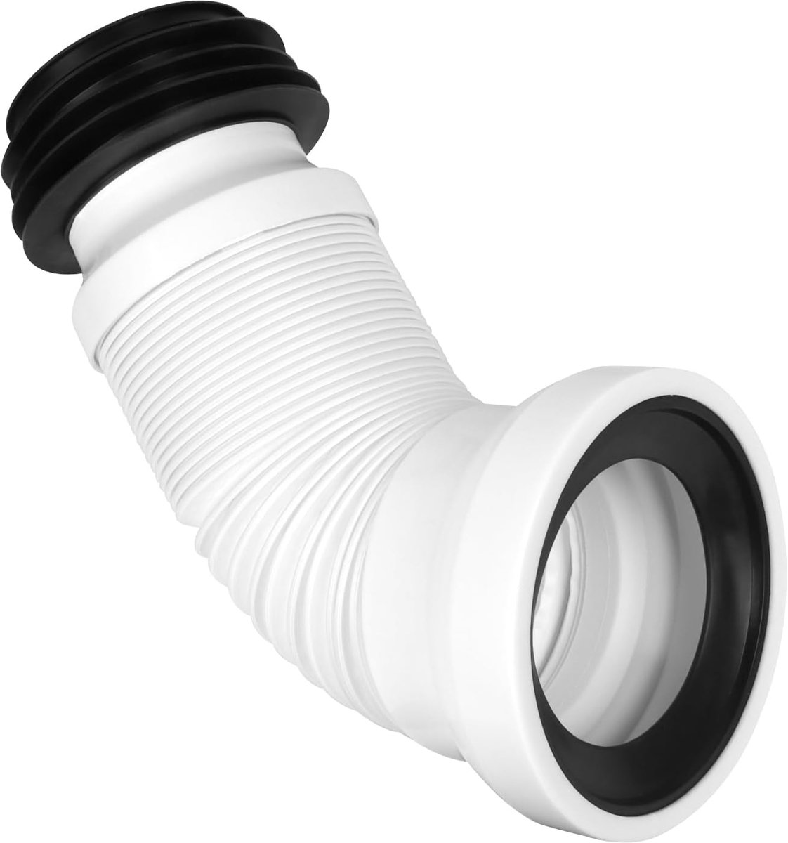 SnelShoppen - Flexibele Toilet Aansluitbuis, Verstelbare Toilet Afvoerbuis 250-500 mm, Universeel, Geschikt voor Alle Toiletten, Wit, Voor Krappe Ruim