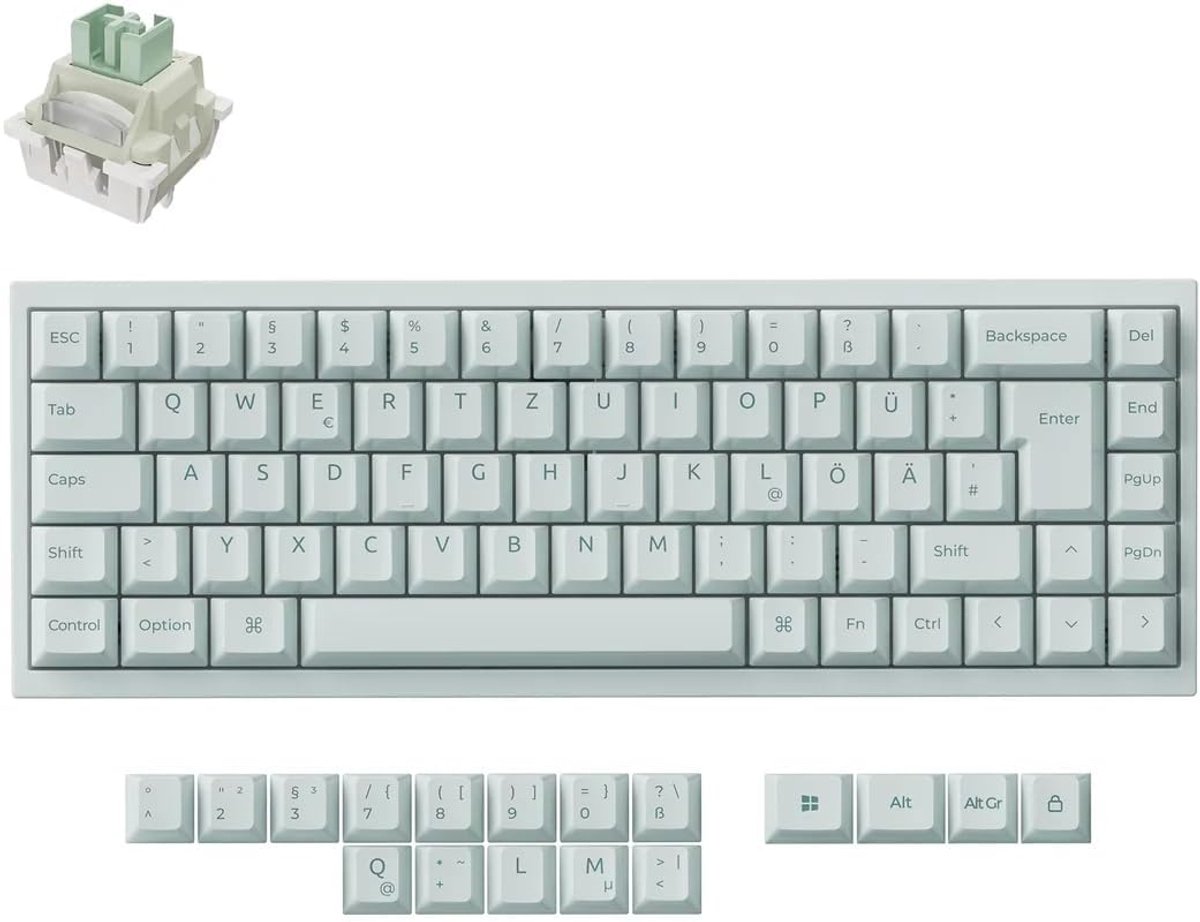 SnelShoppen - Keychron Q16 HE Keramisch Toetsenbord, 8000 Hz Polling-Rate, Hall-Effect Toetsenbord, 65% ISO-DE Lay-out, Ultra-Snelle Lime Magneetschak