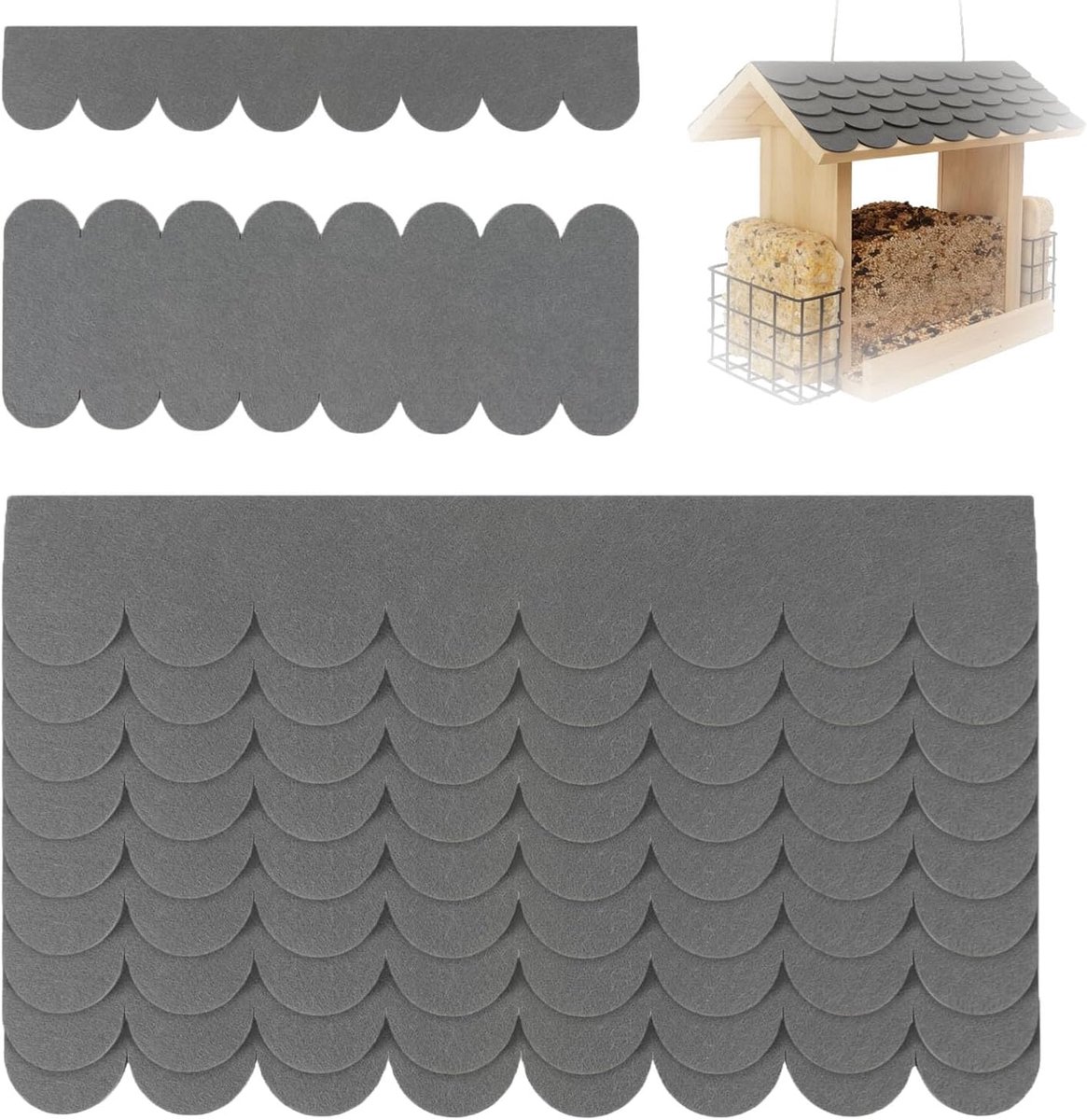SnelShoppen - 21 Stuks Waterdichte Dakshingles Mini-Dakshingles Voor Nestkasten, Hondenhokken, Konijnenhokken, Zelfhechtend, Grijs, Hoogwaardig Viltma