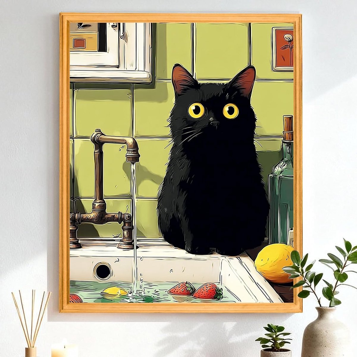 SnelShoppen - Kat Schilderen op Nummer Volwassenen, Schilderen op Nummer Set 40 x 50 cm, Doe-Het-Zelf Olieverfschilderijset voor Beginners, Handgeschi