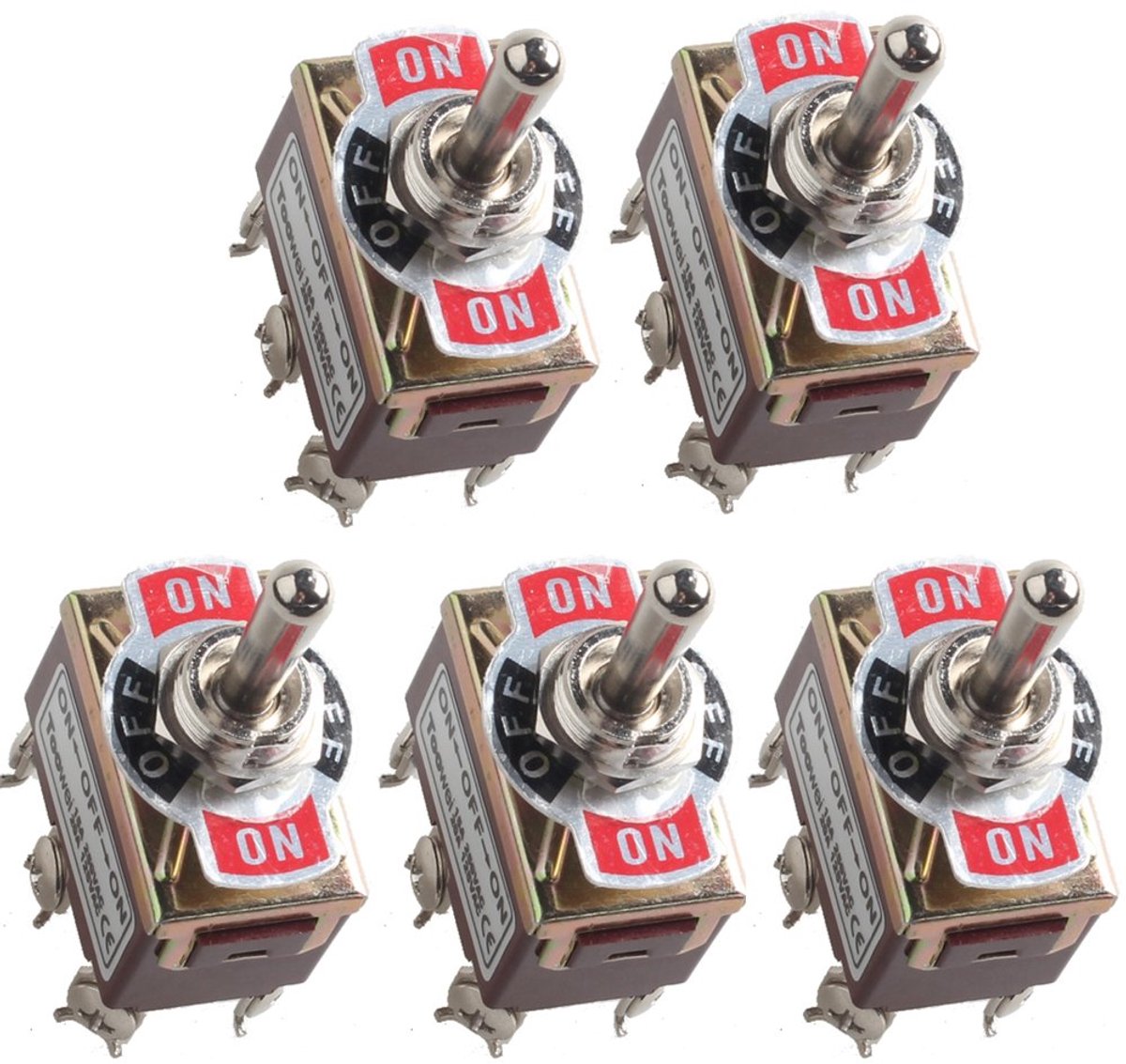 SnelShoppen - 5 Stuks 20A 125V 15A 250V Toggle Switch Moment Schakelaar ON/OFF/ON 6 Pin 3 Positie DPDT Rocker Schakelaar Voor Auto's, Vrachtwagens, Bo