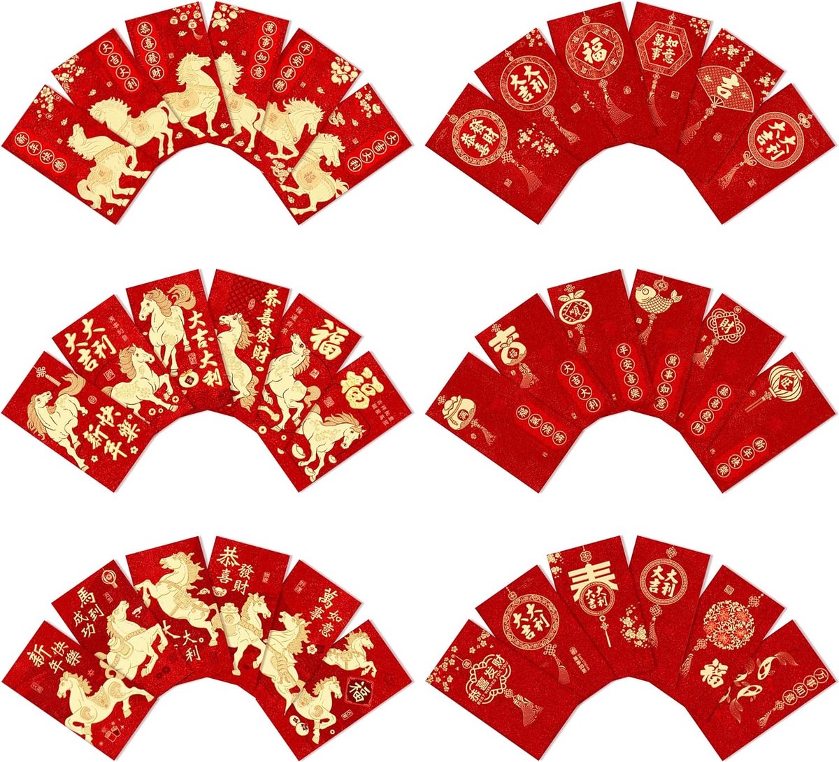SnelShoppen - Chinese Rode Enveloppen 36 Stuks, 9x17cm Hong Bao voor Geld en Kleine Cadeaus, Feestelijke Chinese Nieuwjaar Enveloppen voor Bruiloften