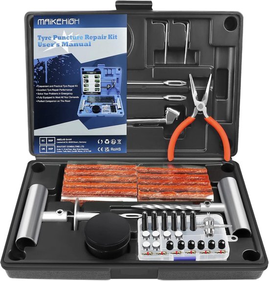 Band Reparatie Kit - Autobanden Set - Onderweg Reparen - 69 Delige Set - Universeel Tubeless - Blauw — afbeelding 2