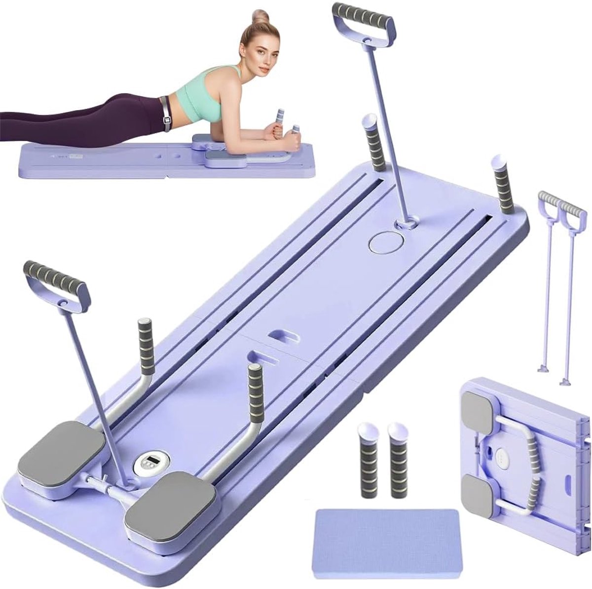 SnelShoppen - Pilates Board, Multifunctionele Pilates Reformer Machine voor Abdominale Training, Inclusief Toebehoren, Ideaal voor Beginners en Profes