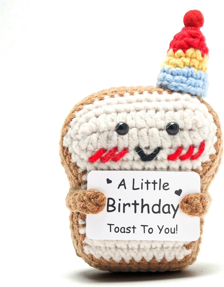 SnelShoppen - Gehaakte Grappige Verjaardagscadeaus Voor Dames, Schattige Humoristische Wenskaart, Handgemaakt Toastfiguurtje, Feestdecoratie, Vrouwen,