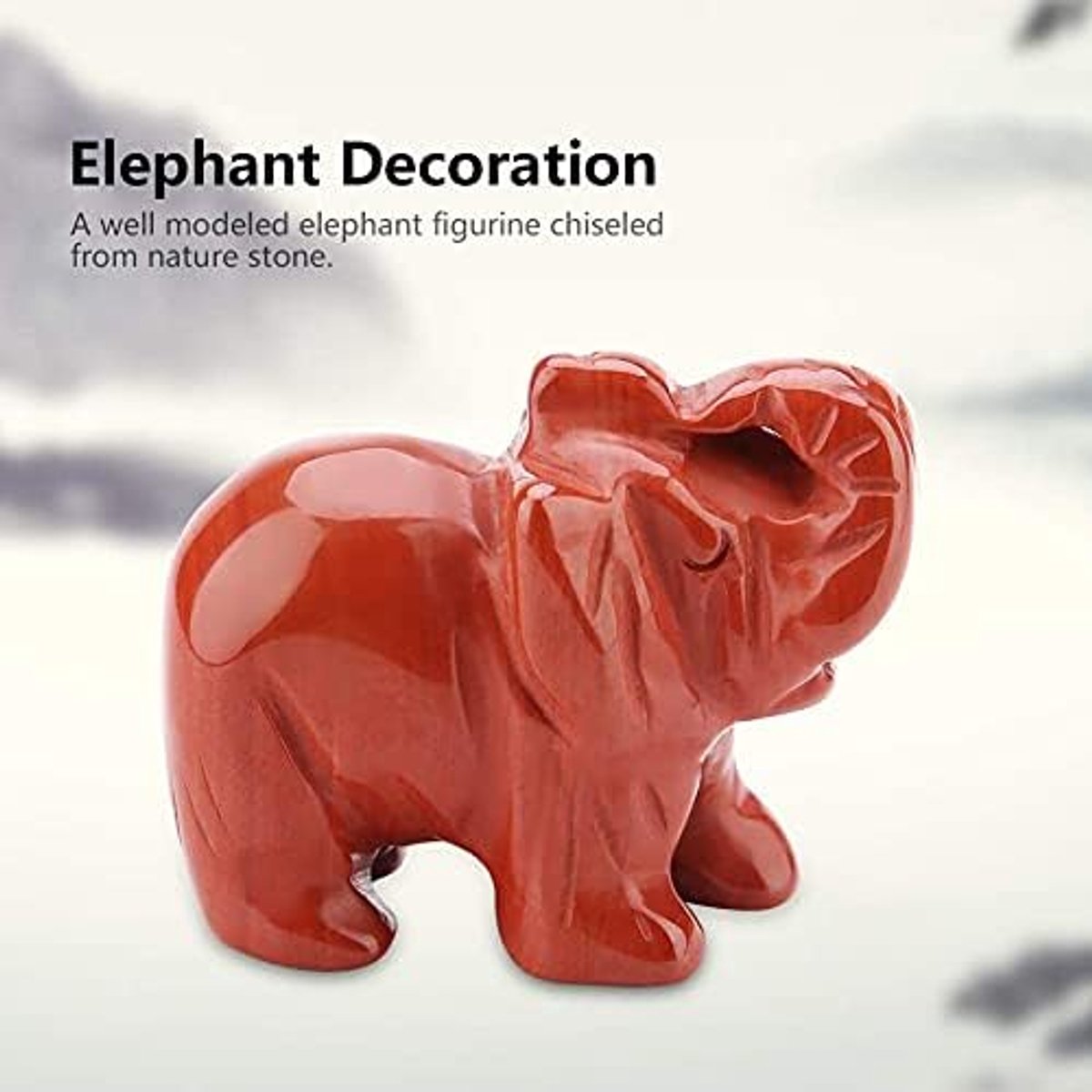 SnelShoppen - Natuurlijke Steen Olifant Beeldje Jade Gezaagd Gelukkige Olifant Artware Woondecoratie 3.8cm Feng Shui Rijkdom
